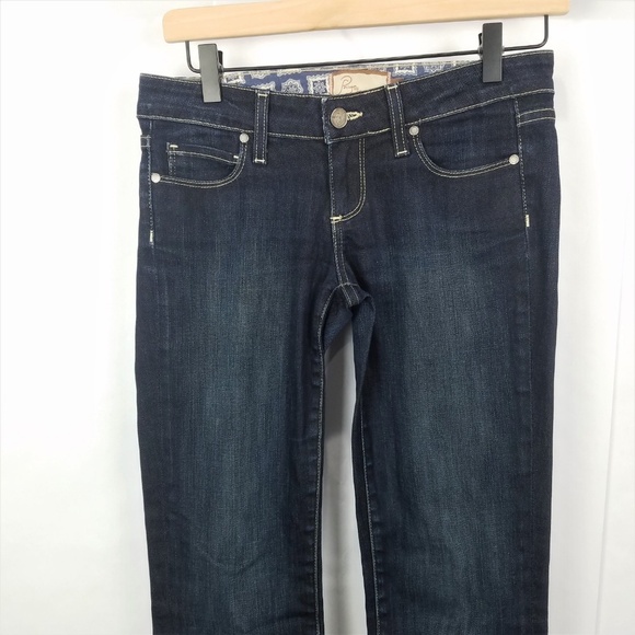Paige Blue Heights Skinny Leg Dark Wash Jeans - Picture 3 of 8